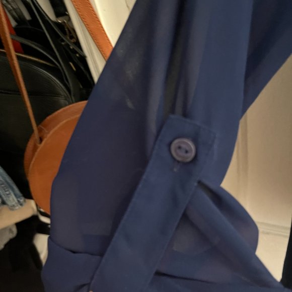 Navy Blouse with flattering button back detail - Picture 3 of 4